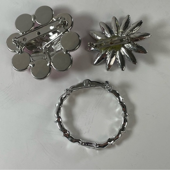 Pink Purple Silver Brooches set of 3 in  Bundle - Picture 4 of 11